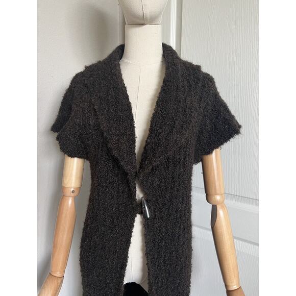 Tabask Handmade Peruvian Alpaca Wool Blend Knit Brown Long Cardigan Sweater Sz S - Picture 4 of 16